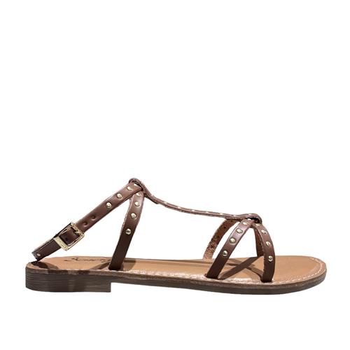 sandales en cuir a petits clous fines semerdjian Adele Caramel