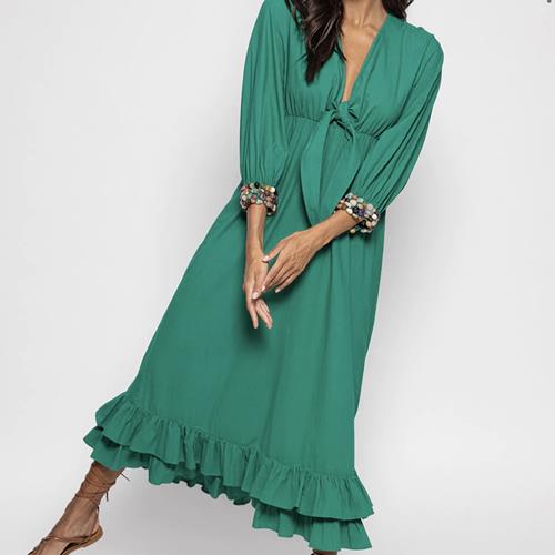 Sundress - Robe - Emeline Long Dress Green - Photo 1