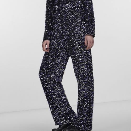 Pièces - Pantalon - Kam Wide Pant Black Purple - Photo 1
