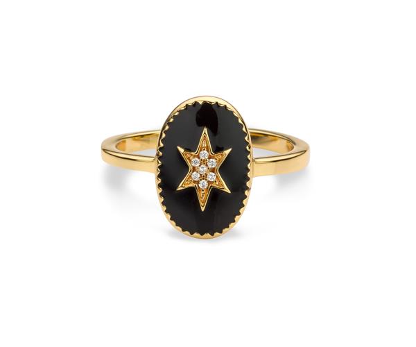 Mya Bay - Bijoux - Bague Etoile du Nord Emaillée Noire Or - Photo 1