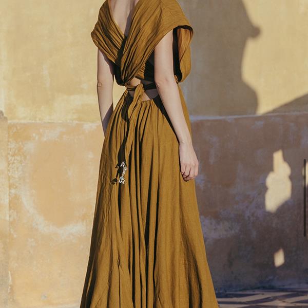 robe en lin mesdemoiselles Clara Bronze