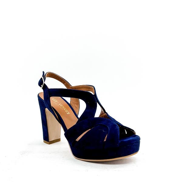 Sandale a 2025 talon bleu marine