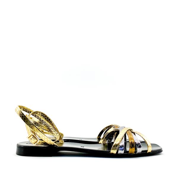 Campo Di Fiori Sandales Plates Femme Python Or Argent Featsy