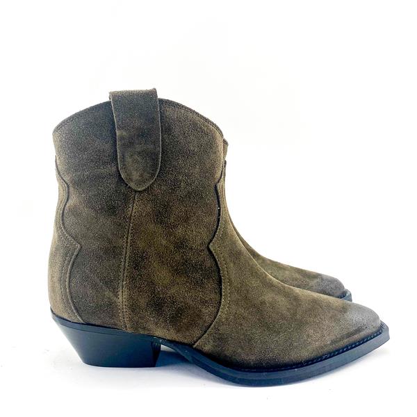 boots bottines santiag cowboy camoscio kaki suede cuir